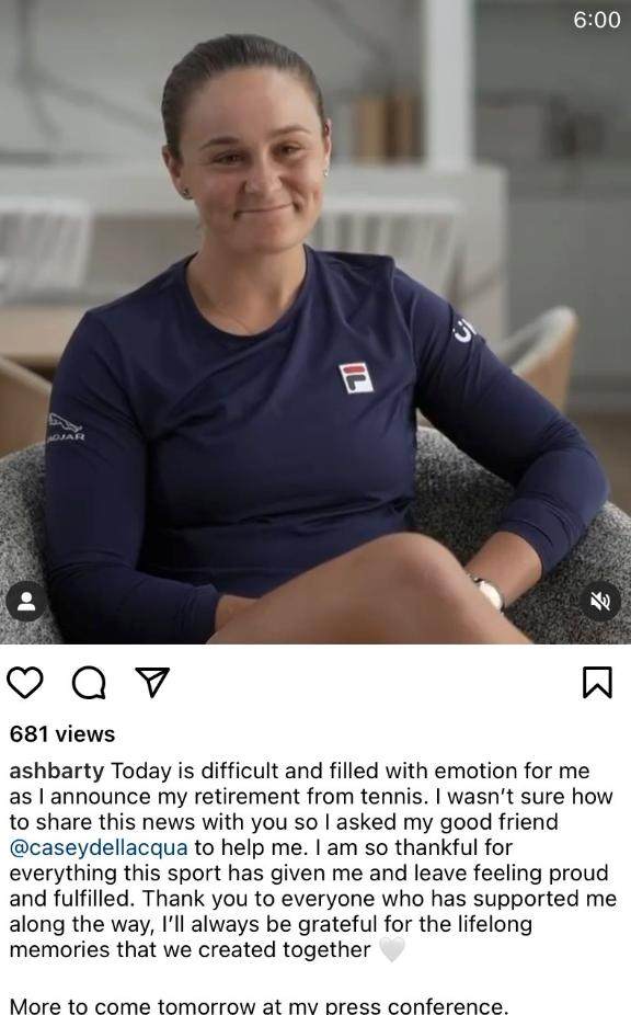 开云下载-张奔斗：25岁的女网世界第一巴蒂退役了，这很巴蒂